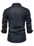 kkboxly  Cotton Denim Shirt Men Long Sleeve Quality Cowboy Shirts For Men Casual Slim Fit Mens Designer Clothing