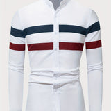 kkboxly  Classic Design Striped Shirt, Men's Casual/Semi-formal Button Up Lapel Long Sleeve Shirt For Spring Summer Business
