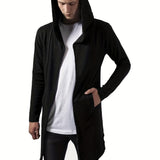 kkboxly  Lightweight Hooded Trench Coat, Men's Casual Slightly Stretch Cardigan Windbreaker For Spring Fall
