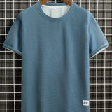kkboxly  Men's "Smile" T-shirt For Summer Outdoor, Casual Slightly Stretch Crew Neck Tee Short Sleeve Graphic Stylish Clothing