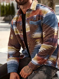 Plus Size Men's Geometric Pattern Print Jacket, Personalized Fashion Casual Fleece Jacket, Men's Clothing, Best Seller
