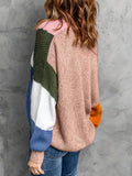 kkboxly  Color Block Button Front Cardigan, Casual Long Sleeve Knitted Cardigan, Women's Clothing