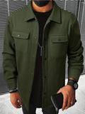 Men's Casual Single Breasted Coat, Chic Flap Pocket Jacket For Fall Winter