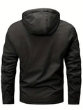kkboxly  Warm Fleece Hooded Jacket, Men's Casual Winter Jacket Coat For Outdoor Activities