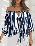 kkboxly  Plus Size Elegant Top, Women's Plus Sunflower Print Off Shoulder Drawstring Lantern Sleeve Cut Out Top
