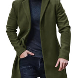 kkboxly  Plus Size Men's Solid Coat Fleece Button Up Jacket Oversized Tops For Spring/autumn, Men's Clothing