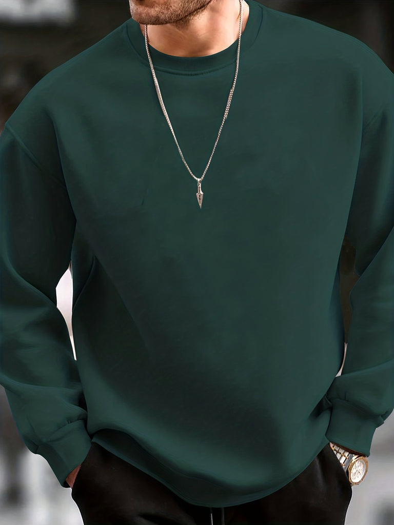 kkboxly  Men's Basic Crew Neck Sweatshirt Pullover For Men Solid Color Sweatshirts For Spring Fall Long Sleeve Tops