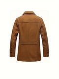 kkboxly  Men's Casual Lapel Overcoat, Single Breasted Winter Jacket Trench Coat For Business Leisure Activities