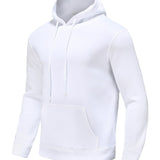 kkboxly  Men's Solid Color, Pocket Drawstring, Thermal Hoodie