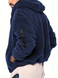kkboxly  Trendy Fluffy Snuddie Men's Hooded Jacket Casual Long Sleeve Hoodies With Zipper Gym Sports Hooded Coat For Winter Fall