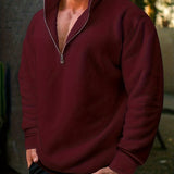 kkboxly  Men's Sweatshirt Pullover For Men Solid Zipper Collar Sweatshirts For Winter Fall Long Sleeve Tops