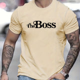 kkboxly  'The Boss' Print Tee Shirt, Tee For Men, Casual T-shirt For Summer Spring Fall, Tops As Gifts