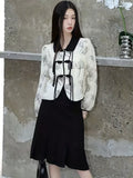 kkboxly  Fringe Button Front Floral Print Top, Stylish Chinese Vintage Long Sleeve Lapel Top For Spring & Fall, Women's Clothing