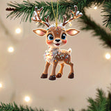kkboxly Charming Acrylic Reindeer Youngsters with Christmas Lights - Perfect for Car & Tree Decor, Ideal for Halloween & Christmas Celebrations