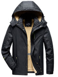 kkboxly  Men's Trendy Fleece Hooded Jacket, Active Stand Collar Zip Up Hooded Coat For Fall Winter Outdoor