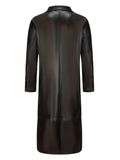 kkboxly  Men's Chic Long PU Leather Jacket, Casual Overcoat