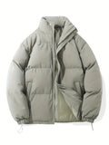 kkboxly  Men's Casual Warm Winter Jacket, Stand Collar Cotton Padded Jacket Coat For Outdoor Activities