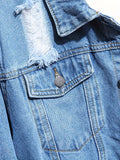 kkboxly  Men's Denim Jacket Washed Classic Casual Distressed Ripped Slim Fit Jacket Gifts