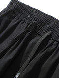 dunnmall  kkboxly  Men's Stylish Solid Cotton Blend Cargo Joggers With Pockets, Causal Breathable Drawstring Men's Bottom Clothing For City Walk Street Hanging Outdoor Activities