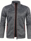 kkboxly  Elegant Mid Stretch Cardigan, Men's Casual Full Zip Up Cardigan Sweater Coat For Fall Winter