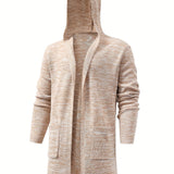 kkboxly  All Match Knitted Hooded Cardigan, Men's Casual Warm High Stretch Overcoat Sweater Jacket For Fall Winter