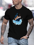 kkboxly Cruise Print T Shirt, Tees For Men, Casual Short Sleeve T-shirt For Summer