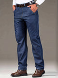 Chic Straight Leg Jeans, Men's Casual Stretch Semi-formal Pants For All Seasons Business