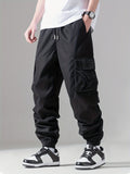 kkboxly  Casual Loose Fit Multi-pocket Drawstring Cargo Pants, Men's Joggers For Spring And Fall Outdoor