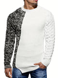 kkboxly  Fashionable Men's Stitching Color Knit Sweater Plus Size Male's Pullover Sweater For Autumn And Winter, Leisurewear For Big And Tall Guys, Best Sellers