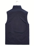 kkboxly  Men's Zip Up Side Zipper Pockets Vest, Casual Comfy Sleeveless Jacket For Hiking, Mountaineering