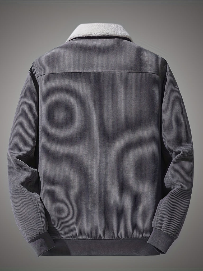 kkboxly  Warm Fleece Jackets By Activity, Men's Casual Corduroy Flap Pocket Jacket Coat For Fall Winter