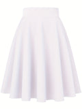 kkboxly  Preppy Pleated Skater Skirts, Elegant High Waist A Line Casual Skirts, Women's Clothing