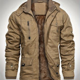 Men's Hooded Military Tactical Jacket Windproof Fleece Coat