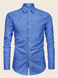 kkboxly  Vertical Stripe Men's Formal Classic Design Button Up Shirt, Male Clothes For Spring And Fall Business Occasion