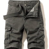 kkboxly Men's Plain Flap Pocket Cotton Cargo Shorts For Spring And Summer