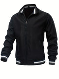 kkboxly  Solid Men's Casual Baseball Bomber Jacket Coat Regular Fit College Hipster Windbreaker For Spring Autumn