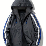 kkboxly  Classic Design Hooded Jackets By Activity, Men's Casual Zip Up Jacket Coat For Spring Fall