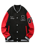 kkboxly Men's Stylish Baseball Jacket - Make a Lasting Impression with a Patch Long Sleeve Look