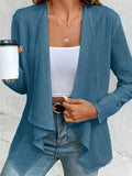 kkboxly  Solid Open Front Cardigan, Versatile Long Sleeve Knit Outwear For Spring & Fall, Women's Clothing