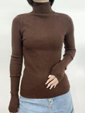 kkboxly  Women's Sweater Turtleneck Solid Ribbed Long Sleeve Slim Pullover Knit Tops