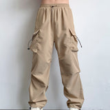 kkboxly  Solid Multi Flap Pockets Men's Straight Leg Cargo Pants, Loose Casual Outdoor Baggy Pants, Men's Work Pants Hiphop Style