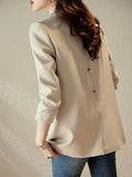 kkboxly  Solid Lapel Blazer, Elegant Open Front Work Office Outerwear, Women's Clothing