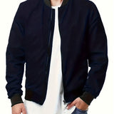 kkboxly  Men's Casual Pocket Bomber Zipper Jacket Large Size Coats