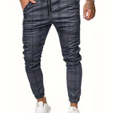 kkboxly  Men's Stylish Comfy Solid Joggers With Pockets, Active Breathable Slim-fit Drawstring Men's Bottom Clothing For Hiking Jogging Cycling Outdoor Fitness Workout