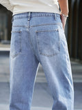 Men Cat Scratch Straight Leg Jeans