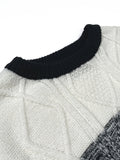 2025 kkboxly  Men's Gradient Crewneck Casual Check Knit Pullover Sweater