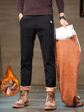 kkboxly Men's Warm Fleece Dress Pants For Fall Winter For Fall Winter
