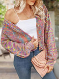 Tie Dye Button Front Knit Cardigan, Casual V Neck Long Sleeve Sweater, Women's Clothing