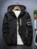 realaiot  Men's Casual Zip Up Hooded Jacket, Chic Windproof Jacket With Zipper Pockets