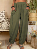 2025 kkboxly  Elastic High Waist Harem Pants, Casual Pocket Pants For Spring & Summer, Women's Clothing